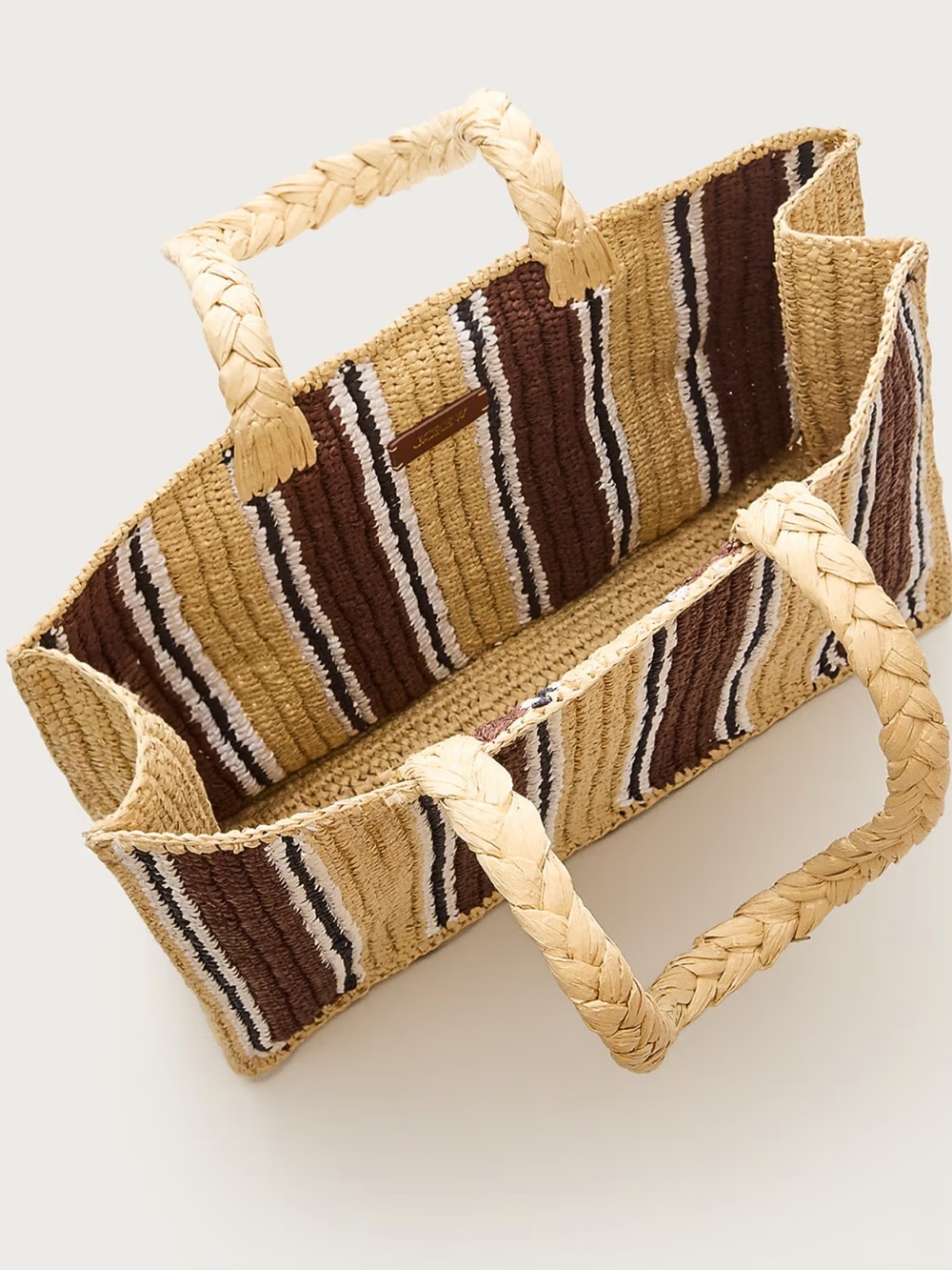 NWT: J. Crew Striped Woven Tote in Beige, Brown and Black - Picture 3 of 9